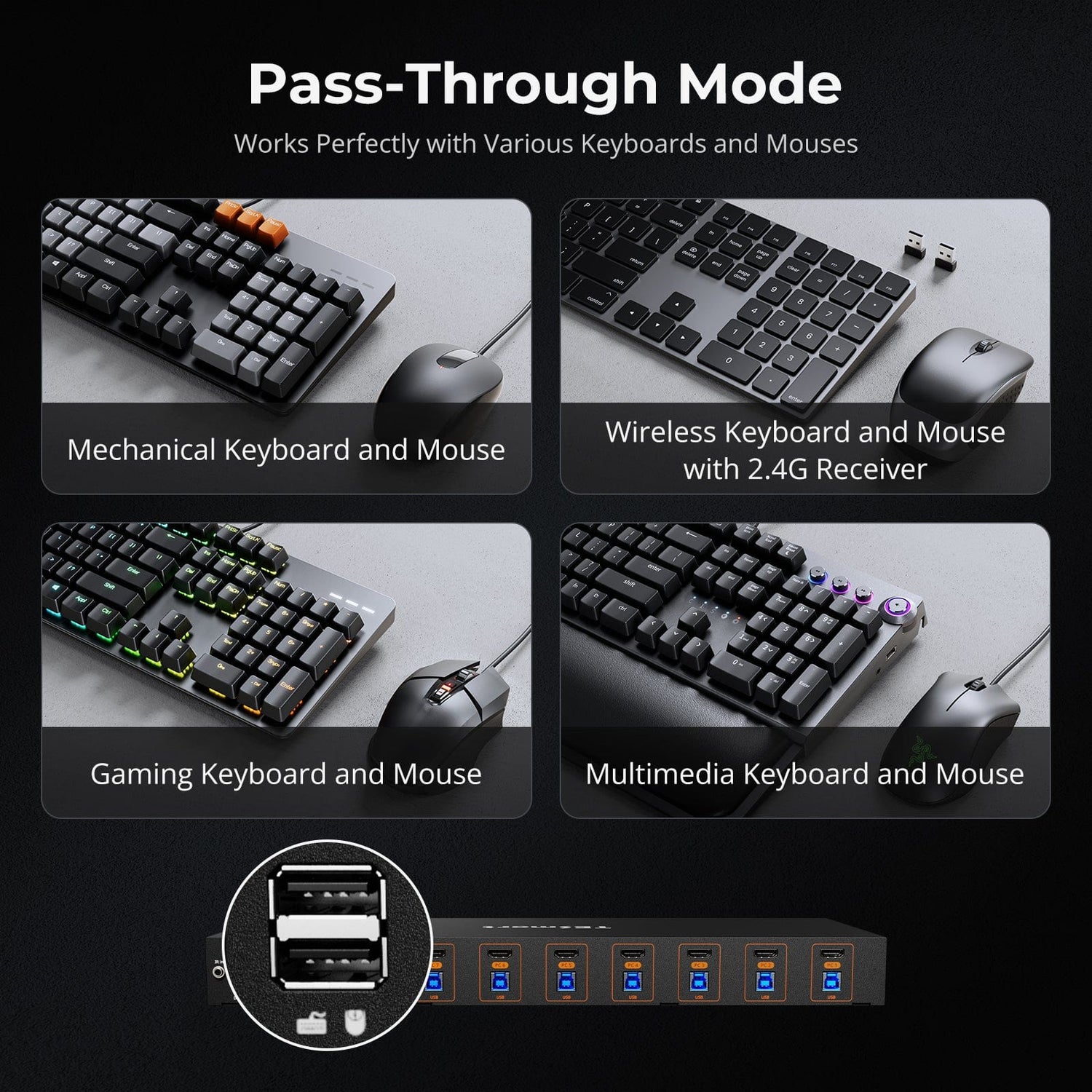 TESmart HKS801-M24-USBK HDMI 2.1 8K60Hz 8x1 KVM Switch for 8 PCs &amp; 1 Monitor, w/ ADI Chip, EDID Emulator, VRR, FVA, ALLM, 48Gbps, and Dynamic HDR 10652805091973 HDMI 2.1 8K60Hz 8x1 KVM Switch for 8 PCs &amp; 1 Monitor, ADI Chip, EDID, VRR, FVA, ALLM, HDR