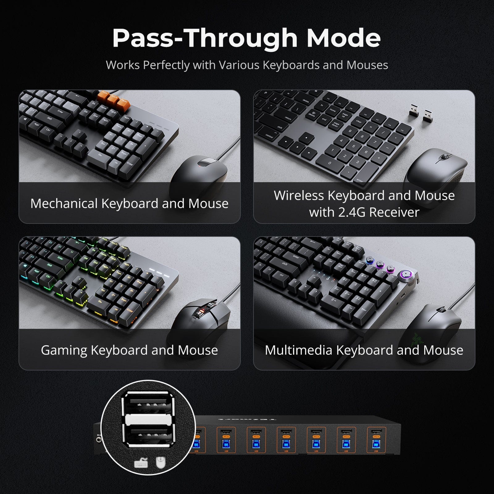 TESmart HKS801-M24-USBK HDMI 2.1 8K60Hz 8x1 KVM Switch for 8 PCs &amp; 1 Monitor, w/ ADI Chip, EDID Emulator, VRR, FVA, ALLM, 48Gbps, and Dynamic HDR 10652805091973 HDMI 2.1 8K60Hz 8x1 KVM Switch for 8 PCs &amp; 1 Monitor, ADI Chip, EDID, VRR, FVA, ALLM, HDR