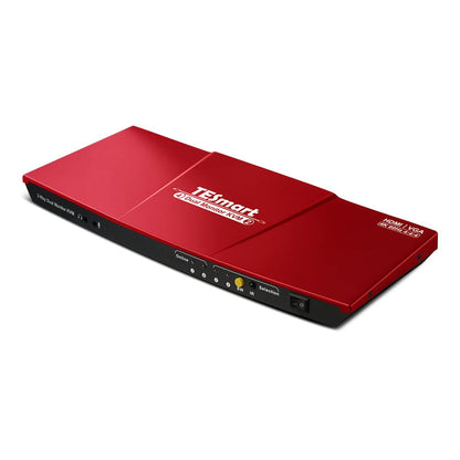 TESmart HKV202-E23-USRD Dual Monitor KVM Switcher 2 Port Dual Monitor KVM Switch Kit HDMI+VGA 4K60Hz with EDID 10659135227324 Dual monitor KVM switch 2 in 2 out  HDMI VGA 4K HDCP TESmart US Plug / Red