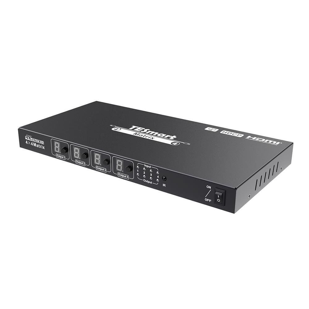 TESmart HMA404-L23-USBK HDMI Matrix 4x4 4K HDMI Matrix Switch with RS232 and Quad Multi-Viewer 10659135227836 4x4 HDMI Matrix Switch 4K with Quad Multi-Viewer, R232/IR TESmart US Plug