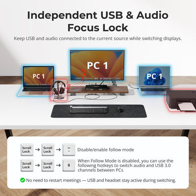 TESmart Single Monitor KVM Switch 2-Port 8K60Hz USB-C KVM Switch Gaming Dock w/ ADI Chip, EDID, 4K144Hz for Gaming, 2 Laptops 1 Monitor 2-Port USB-C KVM Switch 8K | Gaming Dock w/ ADI Chip,  2 Laptops 1 Monitor | TESmart