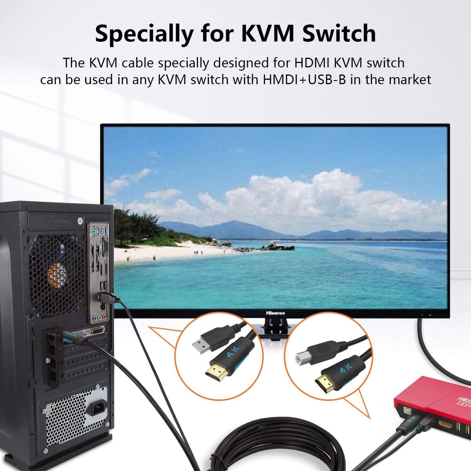 TESmart TESmart Accessoriess TESmart Twin Cable HDMI + USB KVM Cable USB Type A to USB Type B (USB + HDMI Cables) TESmart USB KVM Cable USB - A to USB - B,USB + HDMI Cable