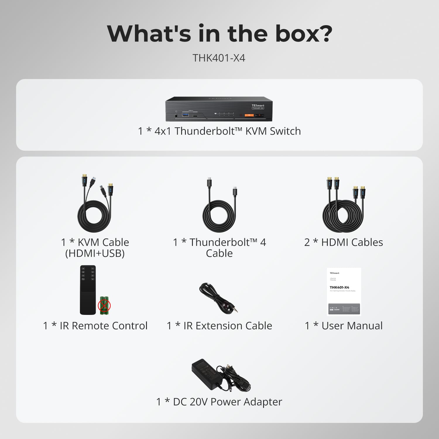 TESmart THK401-X4-USBK 4-Port 6K60Hz &amp; 5K120Hz KVM Switch for Mac &amp; HDMI Devices – USB 10Gbps Hub, 60W PD, Dual HDMI Inputs, Apple Studio Display Support 4-Port 6K60Hz &amp; 5K120Hz KVM Switch for Mac &amp; HDMI Devices – USB 10Gbps Hub, 60W PD, Dual HDMI Inputs, Apple Studio Display Support
