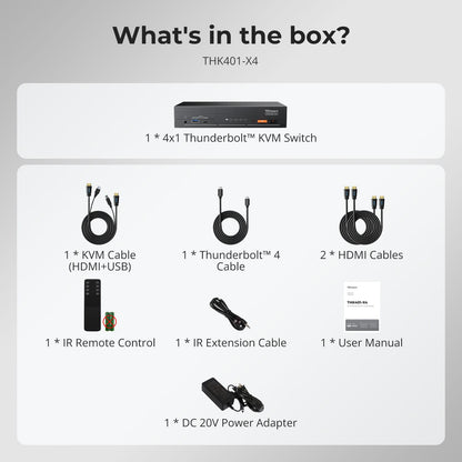 TESmart THK401-X4-USBK 4-Port 6K60Hz &amp; 5K120Hz KVM Switch for Mac &amp; HDMI Devices – USB 10Gbps Hub, 60W PD, Dual HDMI Inputs, Apple Studio Display Support 4-Port 6K60Hz &amp; 5K120Hz KVM Switch for Mac &amp; HDMI Devices – USB 10Gbps Hub, 60W PD, Dual HDMI Inputs, Apple Studio Display Support