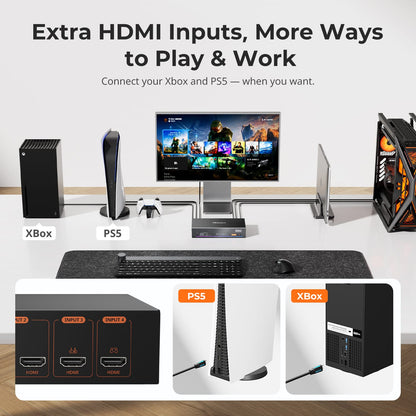 TESmart THK401-X4-USBK 4-Port 6K60Hz &amp; 5K120Hz KVM Switch for Mac &amp; HDMI Devices – USB 10Gbps Hub, 60W PD, Dual HDMI Inputs, Apple Studio Display Support 4-Port 6K60Hz &amp; 5K120Hz KVM Switch for Mac &amp; HDMI Devices – USB 10Gbps Hub, 60W PD, Dual HDMI Inputs, Apple Studio Display Support