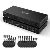 TESmart Triple Monitor KVM Switch 4 Port Triple Monitor KVM Switch HDMI 4K60Hz with USB 3.0 Hub, Headset, Audio&Microphone Triple Monitor KVM Switch – 4 Port HDMI 4K with USB Hub | TESmart