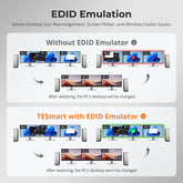 TESmart Triple Monitor KVM Switch DP 1.4 Triple 8K@60Hz KVM Switch Gaming Dock for 2 PCs 3 Monitors, w/ EDID, G-Sync FreeSync DP 1.4 Triple 8K@60Hz KVM Switch Gaming Dock for 2 PCs 3 Monitors, w/ EDID, G-Sync FreeSync