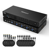 TESmart Triple Monitor KVM Switch HDMI 2.0 & DP 1.2 Triple Monitor KVM Switch 4K60Hz with USB 3.0 Hub, Headset, Audio&Microphone 4-Port USB-C KVM Switch for 3 Monitors, 4K60Hz, USB 3.0 & Hotkey | TESmart