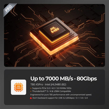 TESmart USB4 80Gbps PCIe 5.0 NVMe SSD Enclosure · Compatible with Thunderbolt 5/4/3 &amp; USB 3.x · Up to 7000 MB/s-TBE‑X5 Series TESmart TBE‑X5 Series USB4 80Gbps PCIe 5.0 NVMe SSD Enclosure 7000MB/s