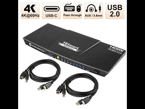 KVM switch USB-C HDMI 4port 4K60Hz with hub TESmart